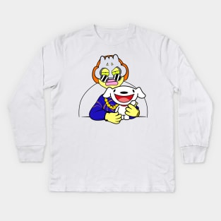 Dope Slluks character with his dog posing illustration Kids Long Sleeve T-Shirt